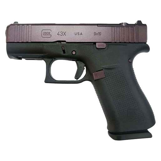 Glock 43X withMOS 9mm Luger 3.41in Black/Black Cherry Cerakote Pistol - 10+1 Rounds - Red Subcompact image