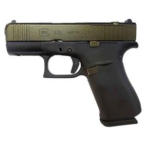Glock 43X w/MOS 9mm Luger 3.41in Black/Knuckles Green Cerakote Pistol - 10+1 Rounds