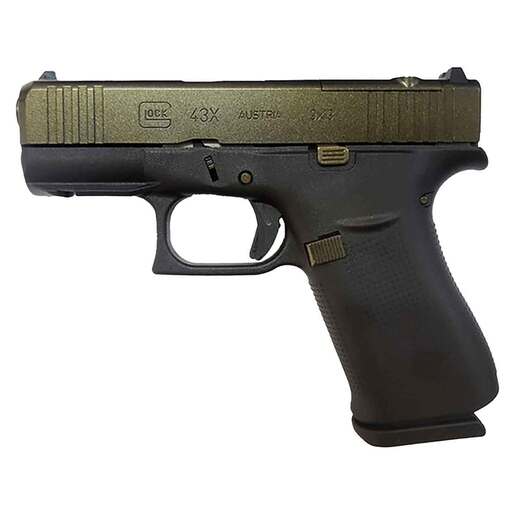 Glock 43X withMOS 9mm Luger 3.41in Black/Knuckles Green Cerakote Pistol - 10+1 Rounds - Green Subcompact image