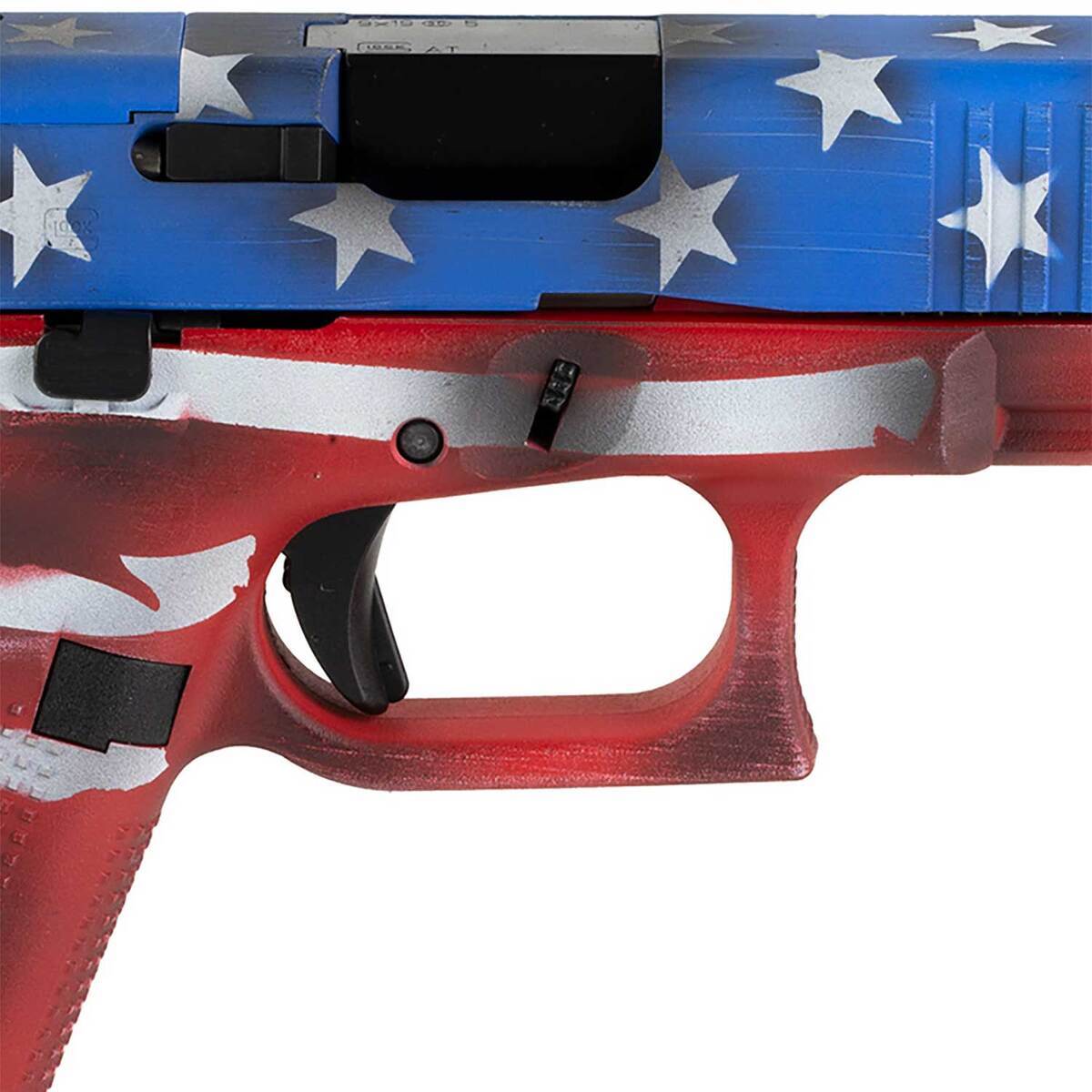 Glock 45 M.O.S 9mm Luger 4.02in Red, White & Blue Battleworn Flag Pistol - 17+1 Rounds - Camo Glock 45 M.O.S 9mm Luger 4.02in Red, White & Blue Battleworn Flag Pistol - 17+1 Rounds - Camo