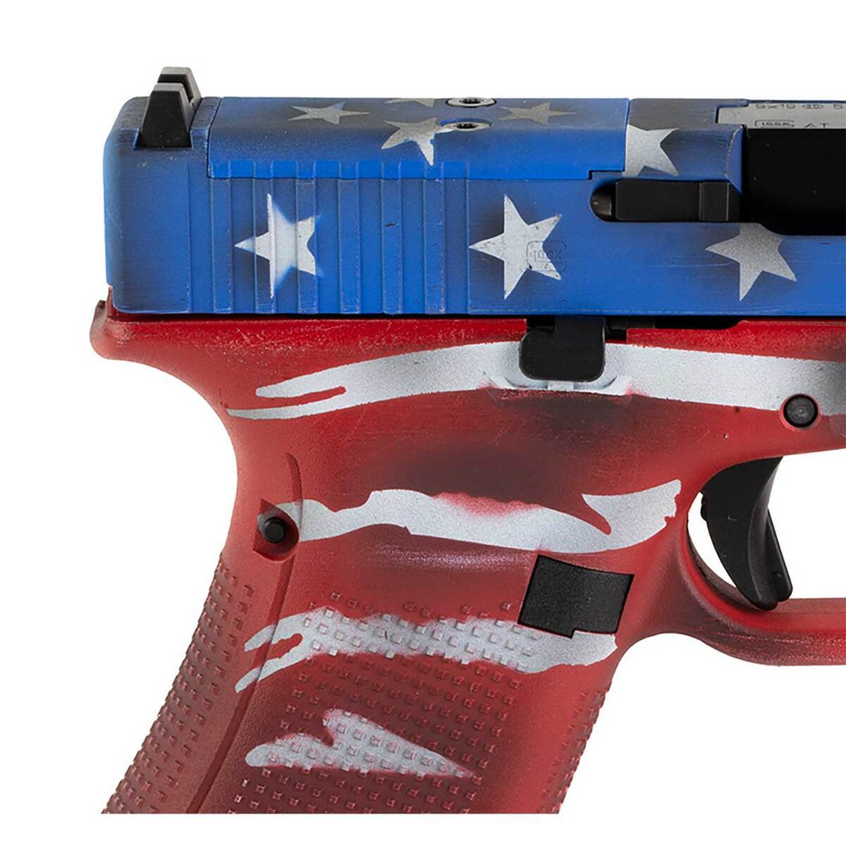 Glock 45 M.O.S 9mm Luger 4.02in Red, White & Blue Battleworn Flag Pistol - 17+1 Rounds - Camo Glock 45 M.O.S 9mm Luger 4.02in Red, White & Blue Battleworn Flag Pistol - 17+1 Rounds - Camo