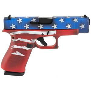 Glock 48 9mm Luger 3.41in Red, White & Blue Battleworn Flag Pistol - 10+1 Rounds