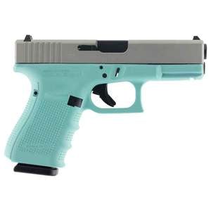 Glock 19 Gen 4 9mm Luger 4.01in Silver Aluminum Cerakote/Robin Egg Blue Pistol - 15+1 Rounds