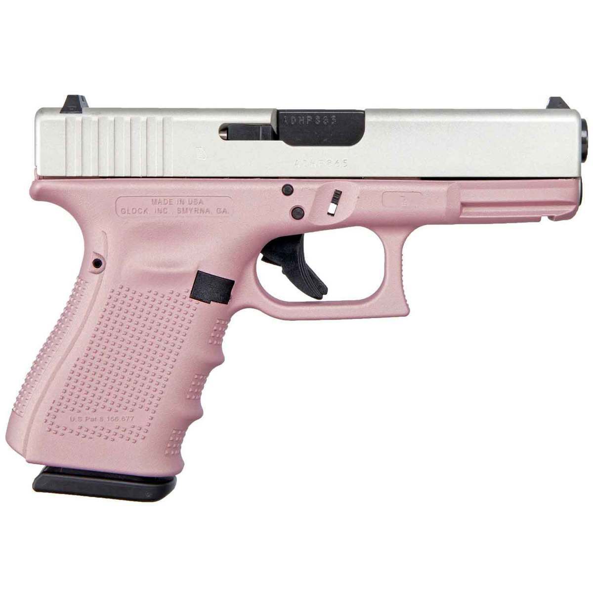 Glock 19 G4 Pink 9mm Luger 4.02in Shimmering Aluminum Pistol - 15+1 Rounds - Pink Glock 19 G4 Pink 9mm Luger 4.02in Shimmering Aluminum Pistol - 15+1 Rounds - Pink