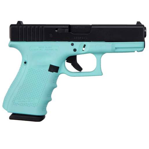 Glock 19 Gen4 Robin's Egg Blue 9mm Luger 4.02in Elite Black Cerakote Pistol - 15+1 Rounds - Blue Compact image