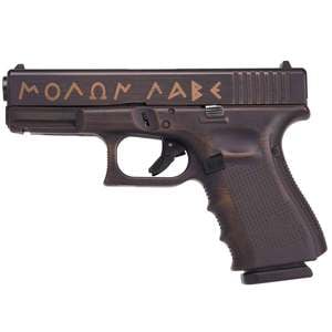 Glock 19 G4 Spartan Molon Labe 9mm Luger 4in Burnt Bronze Battle Worn Pistol - 15+1 Rounds