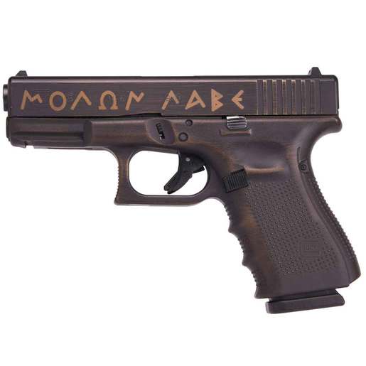 Glock 19 Gen4 Spartan Molon Labe 9mm Luger 4in Burnt Bronze Battle Worn Pistol - 15+1 Rounds - Brown Compact image