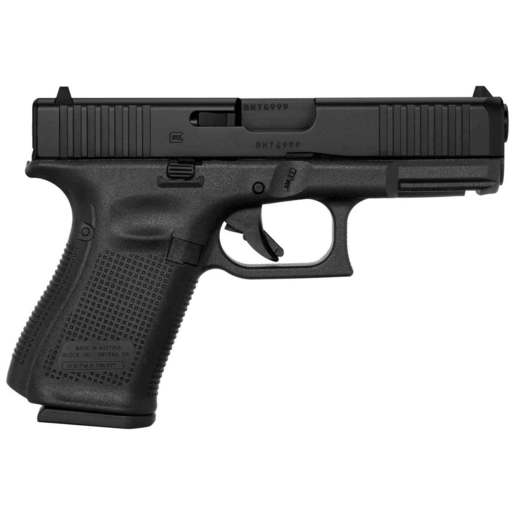 Glock 19 Gen5 Night Sights Front Serration 9mm Luger 4in Black nDLC Pistol - 10+1 Rounds - Compact image