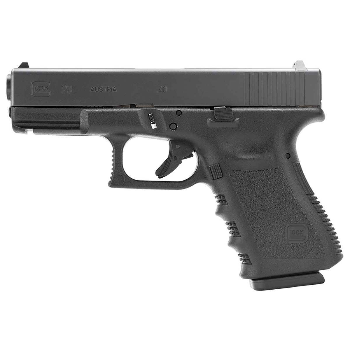 Glock 23 40 S&W 4.02in Black Nitrite Pistol - 10+1 Rounds - California Compliant - Black Glock 23 40 S&W 4.02in Black Nitrite Pistol - 10+1 Rounds - California Compliant - Black
