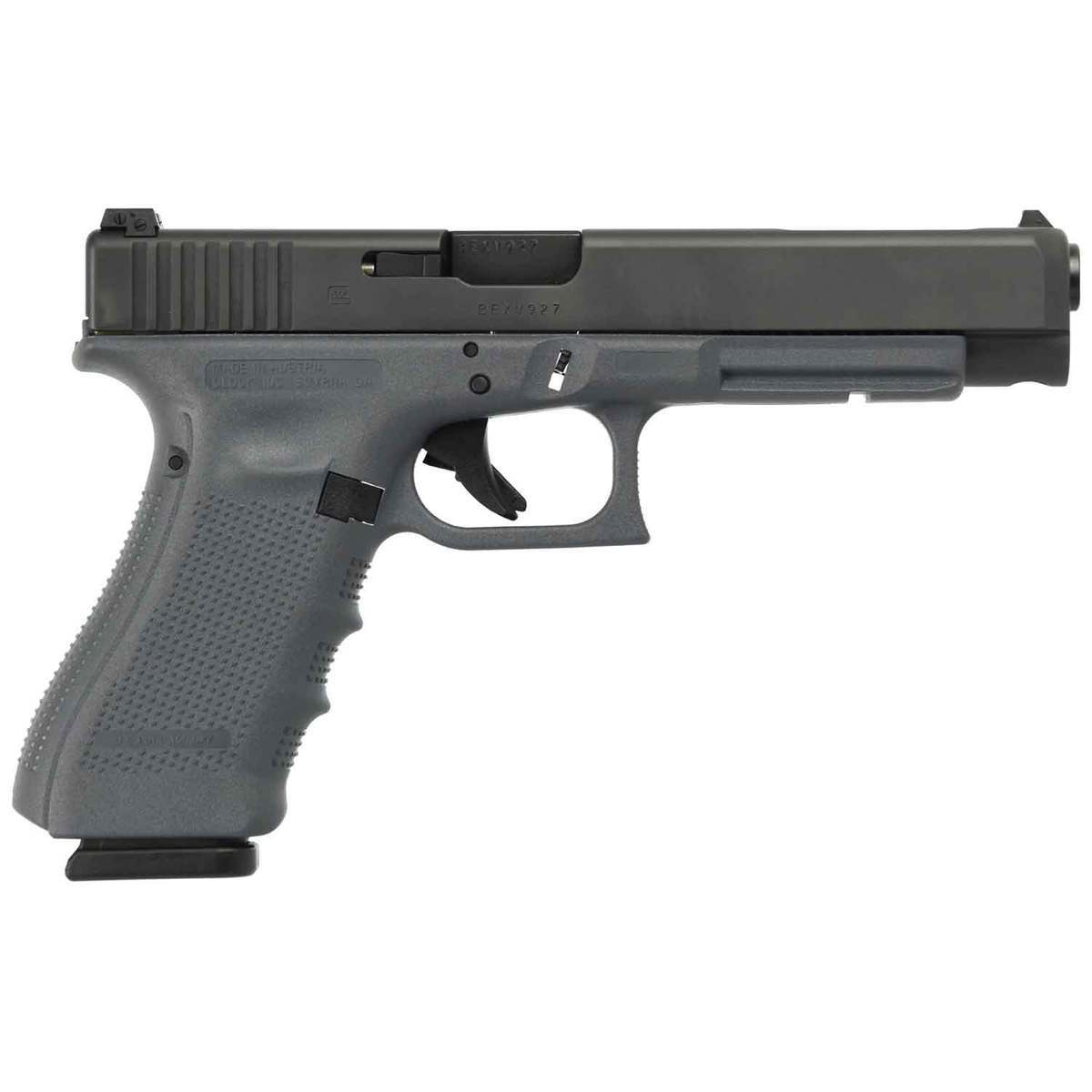 Glock 34 G4 9mm Luger 5.31in Gray/Black Pistol - 17+1 Rounds Glock 34 G4 9mm Luger 5.31in Gray/Black Pistol - 17+1 Rounds