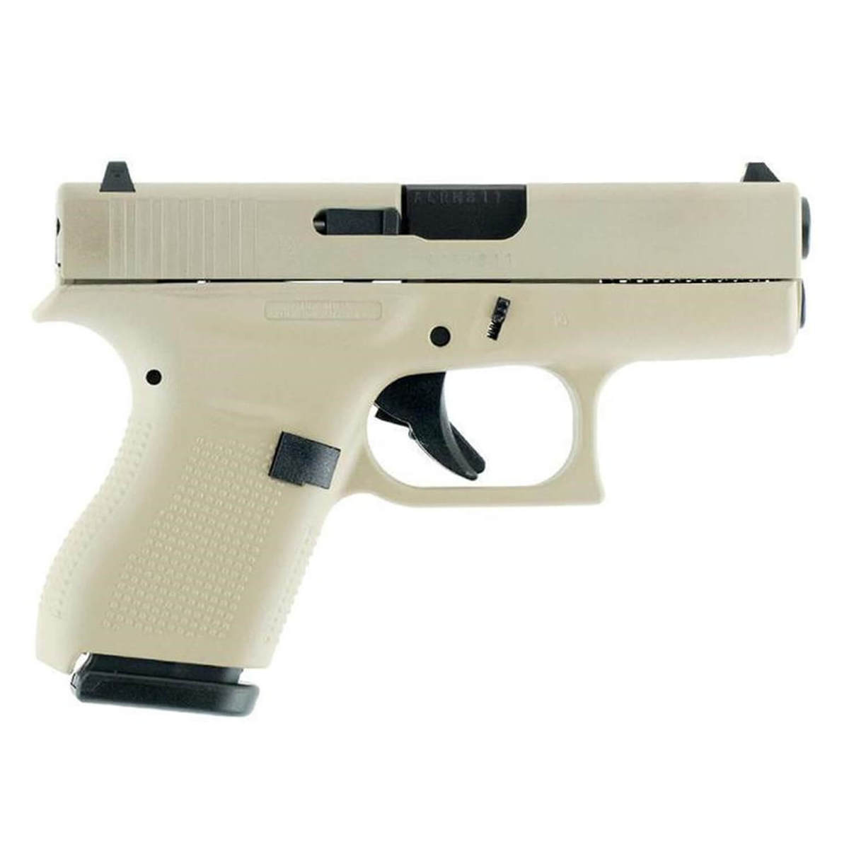 Glock 42 380 Auto (ACP) 3.25in Desert Tan Cerakote Pistol - 6+1 Rounds Glock 42 380 Auto (ACP) 3.25in Desert Tan Cerakote Pistol - 6+1 Rounds