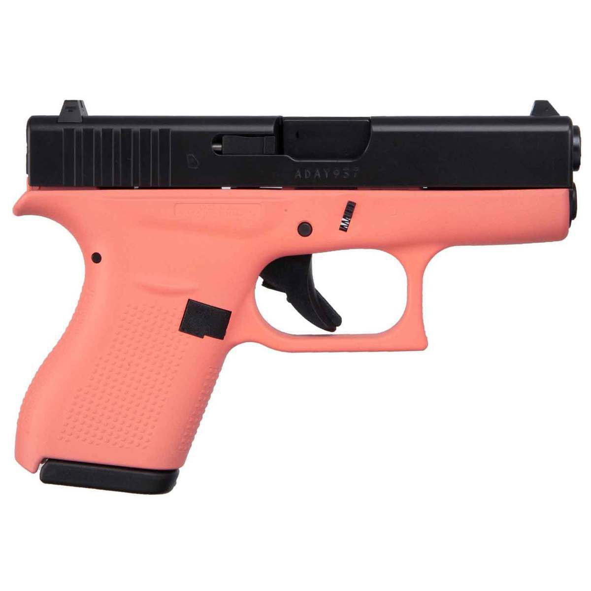 Glock 42 Coral 380 Auto (ACP) 3.26in Elite Black Pistol - 6+1 Rounds - Coral Glock 42 Coral 380 Auto (ACP) 3.26in Elite Black Pistol - 6+1 Rounds - Coral