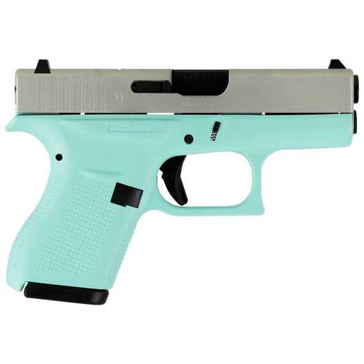 Glock 42 Subcompact Robin Egg Blue 380 Auto (ACP) 3.25in Silver Aluminum Cerakote Pistol - 6+1 Rounds - Subcompact image