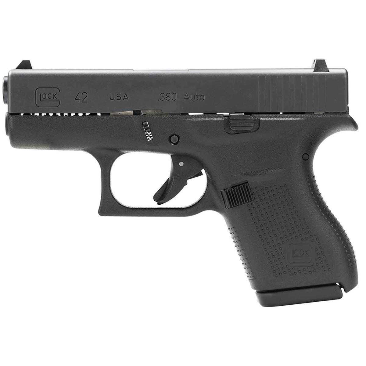 Glock 42 White Dot 380 Auto (ACP) 3.25in Black Pistol - 6+1 Rounds - Black Glock 42 White Dot 380 Auto (ACP) 3.25in Black Pistol - 6+1 Rounds - Black