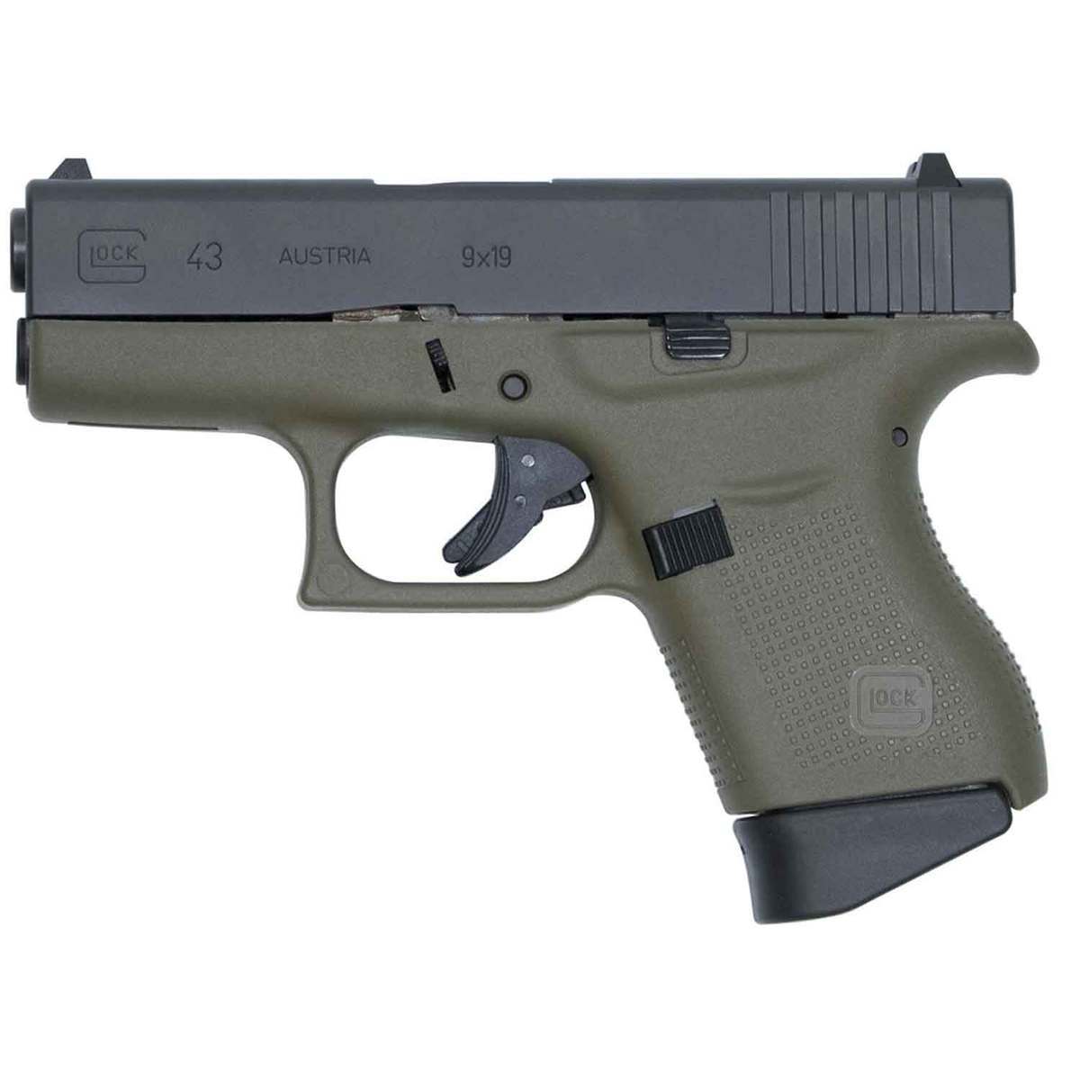 Glock 43 9mm Luger 3.41in OD Green Pistol - 6+1 Rounds