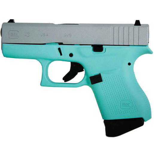 Glock 43 9mm Luger 3.41in Robin Egg/Black/Silver Pistol - 6+1 Rounds - Blue Subcompact image