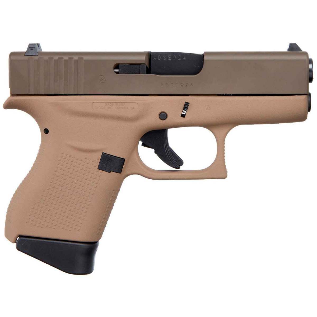 Glock 43 FDE 9mm Luger 3.39in Patriot Brown Cerakote Pistol - 6+1 Rounds - Brown Glock 43 FDE 9mm Luger 3.39in Patriot Brown Cerakote Pistol - 6+1 Rounds - Brown