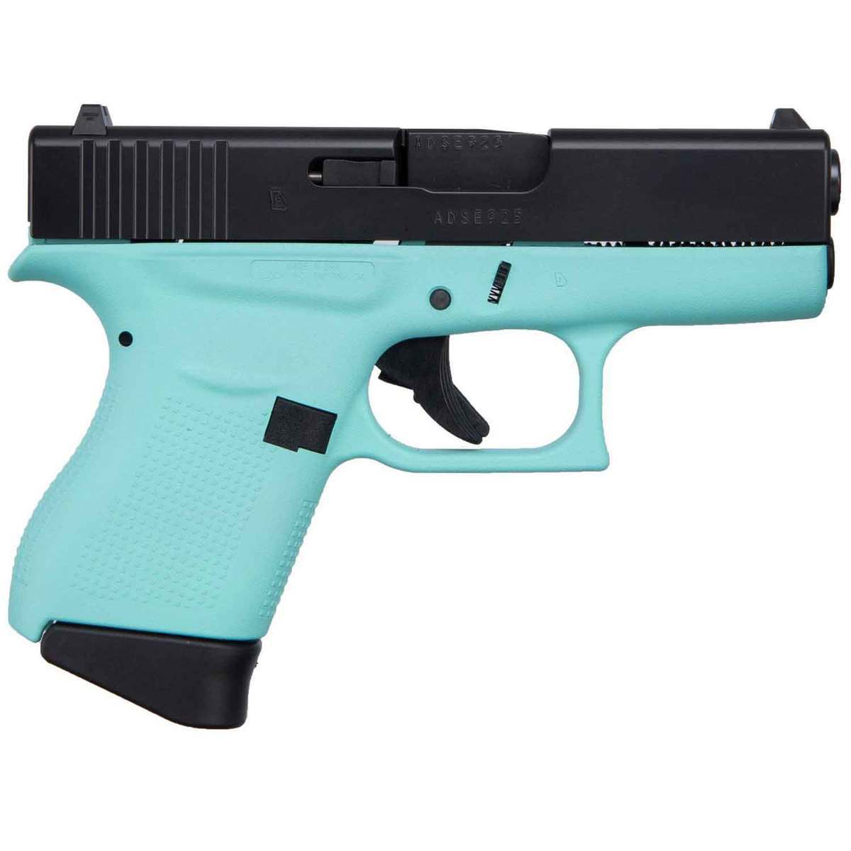 Glock 43 Robin's Egg Blue 9mm Luger 3.39in Elite Black Cerakote Pistol - 6+1 Rounds - Blue Glock 43 Robin's Egg Blue 9mm Luger 3.39in Elite Black Cerakote Pistol - 6+1 Rounds - Blue