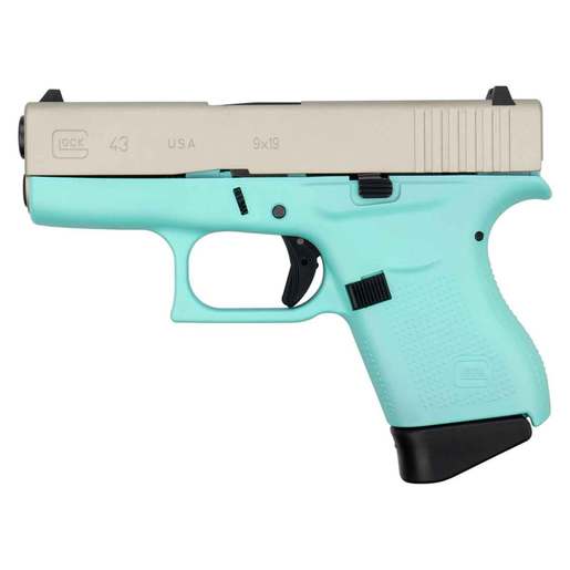 Glock 43 Subcompact Robin Egg Blue 9mm Luger 3.41in Silver Aluminum Cerakote Pistol - 6+1 Rounds - Subcompact image