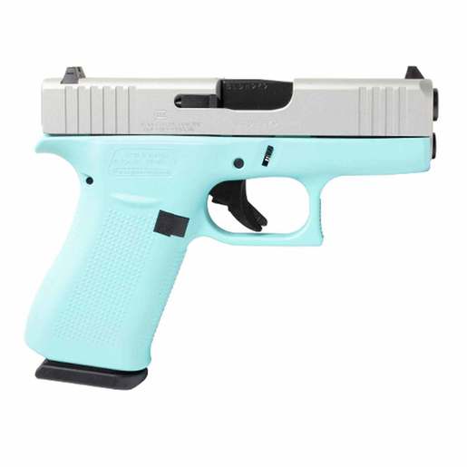 GLOCK 43x Robin's Egg Blue 9mm Luger 3.4in Shimmering Aluminum Pistol - 10+1 Rounds - Blue Subcompact