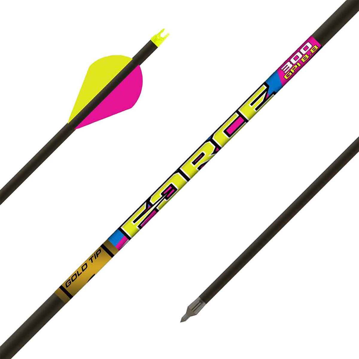 Gold Tip FORCE F.O.C 300 Spine Carbon Arrows - 6 Pack - Black Gold Tip FORCE F.O.C 300 Spine Carbon Arrows - 6 Pack - Black