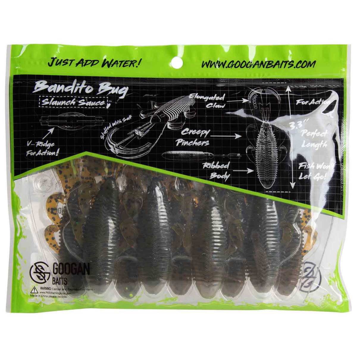 Bandito Bug Insect Googan Bandito Bug Creature Bait - Green Pumpkin, 3.3in, 9pk ...
