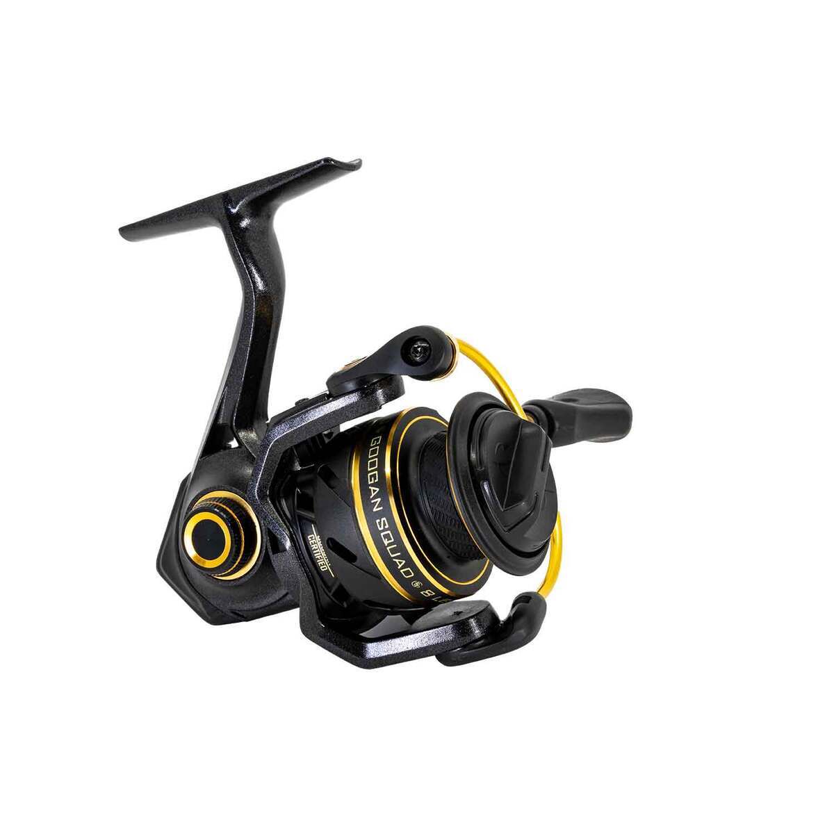 black and yellow fishing reel GOLD SHARK Spinning by Mojo Tackle w/Metal Spool 5.2:1/4.7:1 13BB MOJO TACKLE CO The Daiwa sweepfire PENN Slammer IV Spinning Black