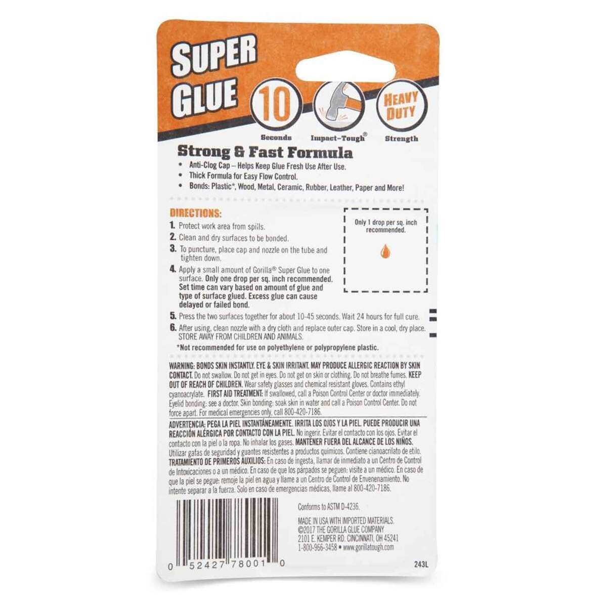 Gorilla Glue Super Glue 2 Pack - Blue/Orange Gorilla Glue Super Glue 2 Pack - Blue/Orange