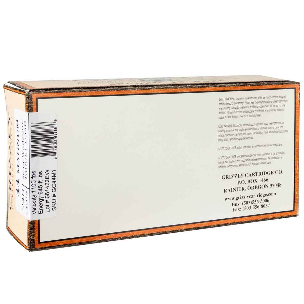 Grizzly Cartridge 44 Magnum 240gr SWC Handgun Ammo - 50 Rounds Grizzly Cartridge 44 Magnum 240gr SWC Handgun Ammo - 50 Rounds