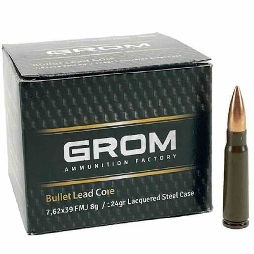 Grom Ammunition 7.62x39mm 124gr FMJ Rifle Ammo Ammo - Bulk 1000 Rounds Bulk 1000 Rounds Ammo