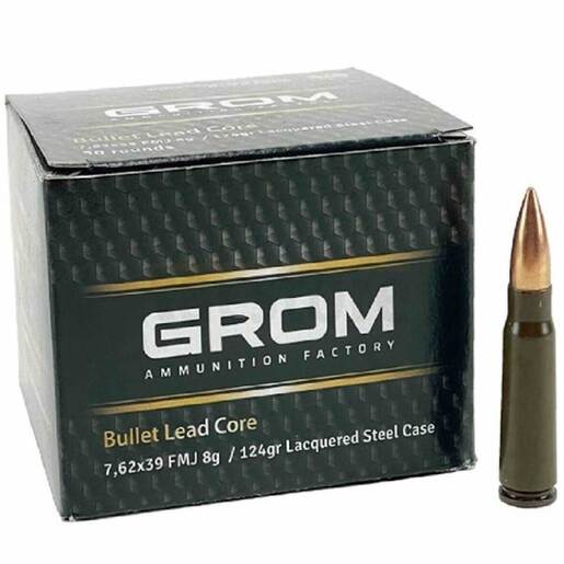 Grom Ammunition 7.62x39mm 124gr FMJ Rifle Ammo Ammo - 50 Rounds 50 Rounds Ammo