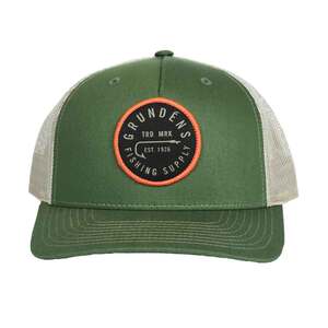 Grundens Men's Hook Trucker Adjustable Hat - Army Olive/Tan - One Size Fits Most