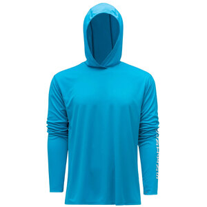 Grundens Men's Tough Sun Hooded Long Sleeve Fishing Shirt - Azure - M