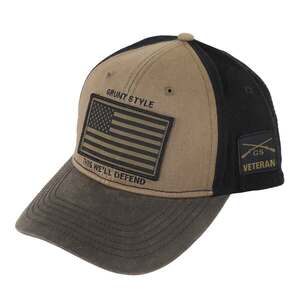Grunt Style Men's Veteran Flag Snapback Adjustable Hat - Brown - One Size Fits Most