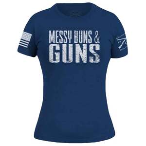 Grunt Style Women's Messy Buns and Guns Short Sleeve Casual Shirt