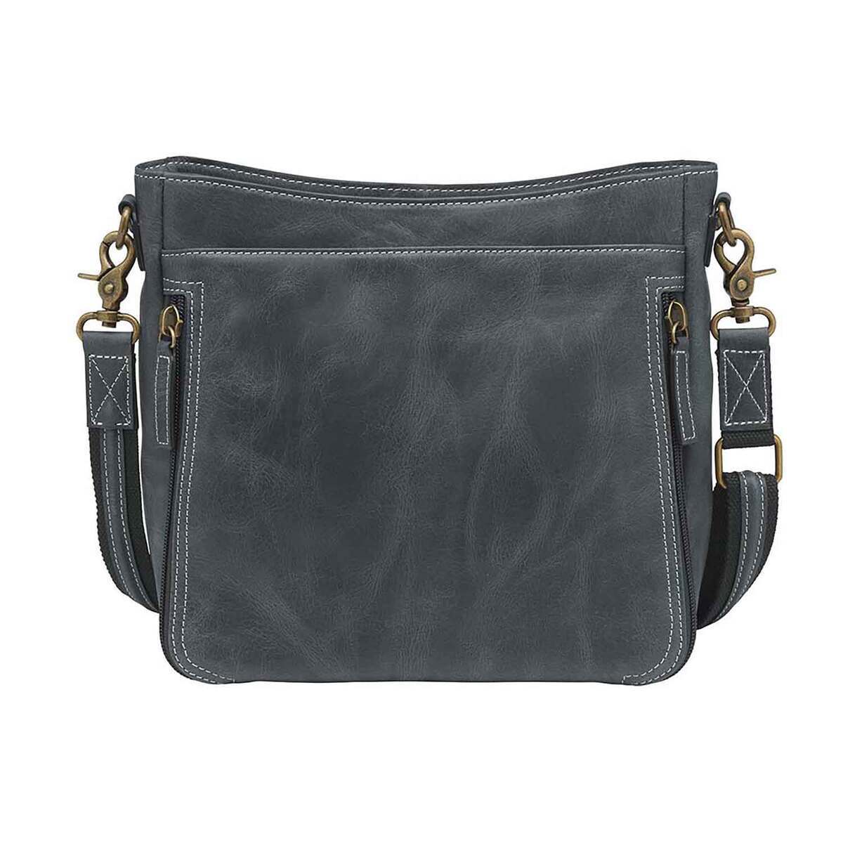 Gun Tote’n Mama Distressed Leather Slim X-Body RFID Concealed Carry Crossbody - Grey - Grey Gun Tote’n Mama Distressed Leather Slim X-Body RFID Concealed Carry Crossbody - Grey - Grey