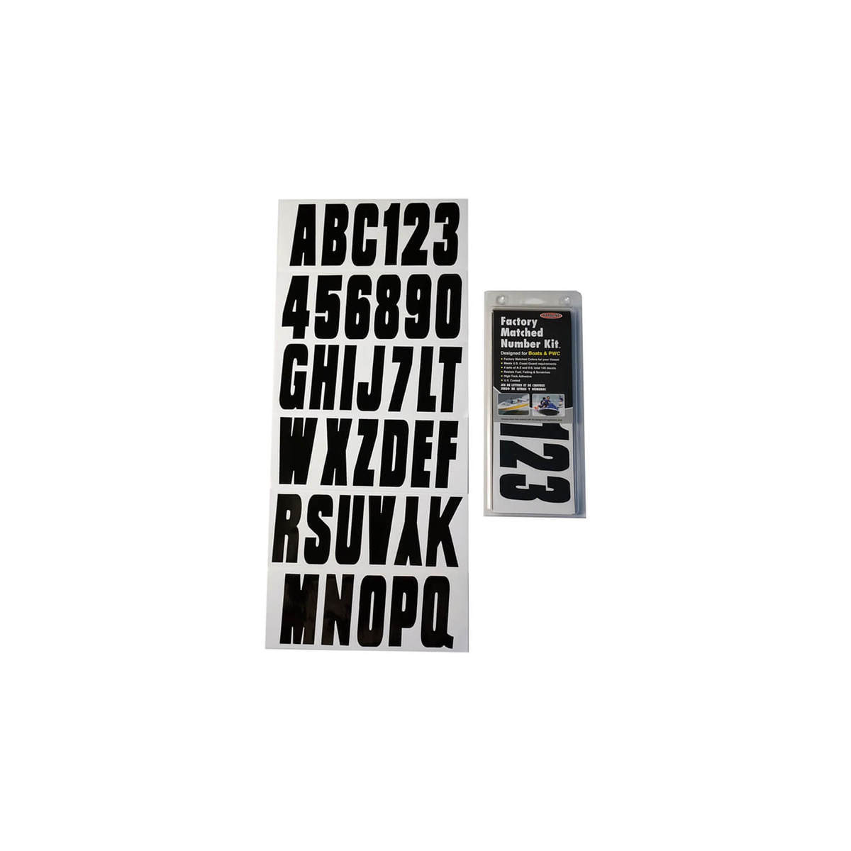 Hardline Products Boat Lettering Registration Kit - Solid Black, 3in - Solid Black 3in Hardline Products Boat Lettering Registration Kit - Solid Black, 3in - Solid Black 3in