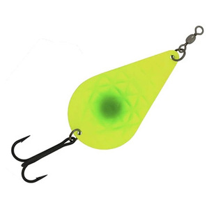 Hawken Fishing Simon Wobbler Hammered Trolling Spoon - Chartreuse w/Green Dot, 4-1/2in