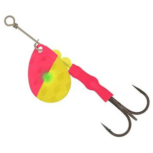 Simon 3.5 Colorado Blade Inline Spinner - Fluorescent Pink/Chartreuse with Green Dot on Gold