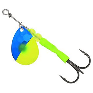 Simon 3.5 Colorado Blade Inline Spinner - Blue/Chartreuse Green Dot on Gold