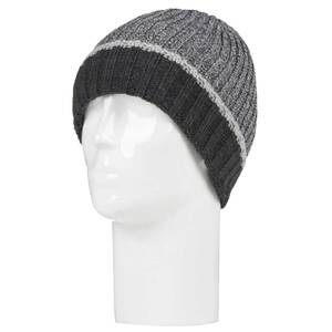 Heat Holders Men's Mark Rib Knit Chunky Twist Beanie - Anthracite/Light Grey - One Size Fits Most