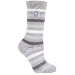 Heat Holders Women's Rosebud Multi Twist Stripe Casual Socks - Light Grey/Cream - M