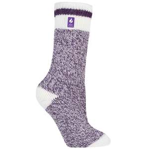 Heat Holders Women's Snowdrop Cream Block Twist Casual Crew Socks - Purple - M