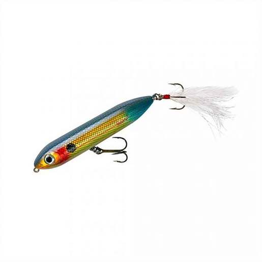 Heddon Feathered Dressed Super Spook Jr. Topwater Hard Bait – Black Shiner 4