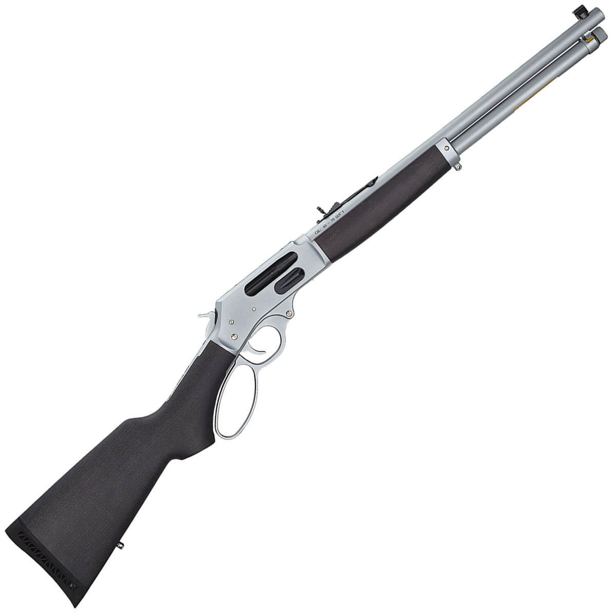 Henry All-Weather Side Gate Hard Chrome Satin Silver Lever Action Rifle - 45-70 Government - 18.43in - Black/Silver Henry All-Weather Side Gate Hard Chrome Satin Silver Lever Action Rifle - 45-70 Government - 18.43in - Black/Silver