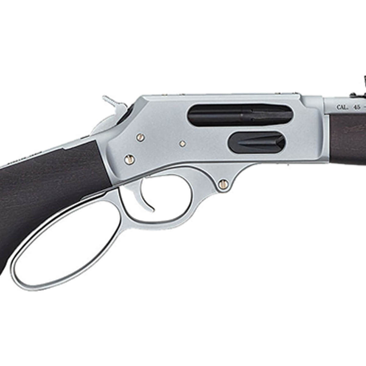 Henry All-Weather Side Gate Hard Chrome Satin Silver Lever Action Rifle - 45-70 Government - 18.43in - Black/Silver Henry All-Weather Side Gate Hard Chrome Satin Silver Lever Action Rifle - 45-70 Government - 18.43in - Black/Silver