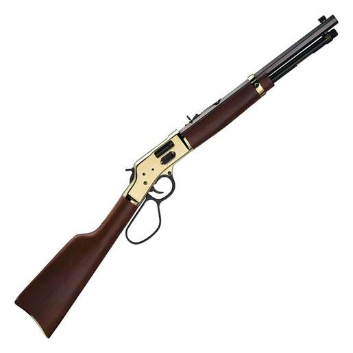 Henry Big Boy Brass Side Gate Carbine 45 (Long) Colt Polished Hardened Brass Lever Action Rifle – 16.5in – Brown
