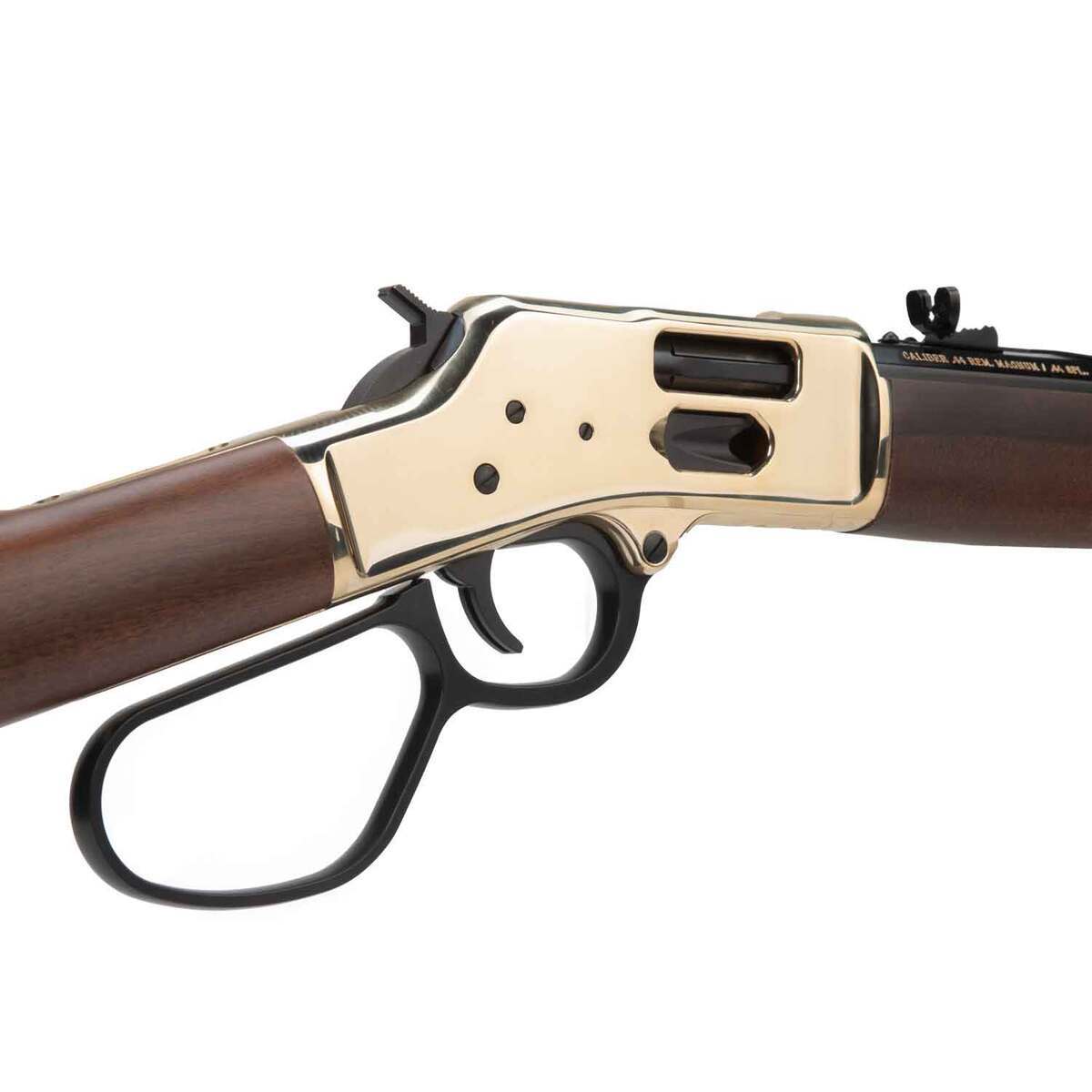 Henry Big Boy Brass Side Gate Polished Hardened Brass Lever Action Rifle - 44 Magnum - 20in - Brown Henry Big Boy Brass Side Gate Polished Hardened Brass Lever Action Rifle - 44 Magnum - 20in - Brown