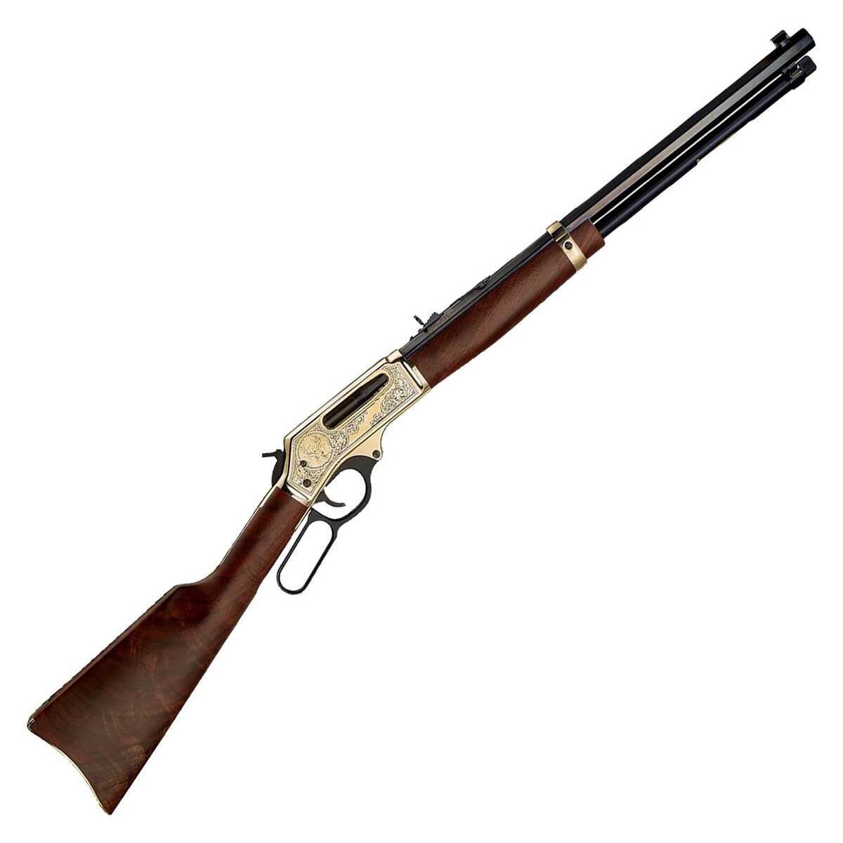 Henry Brass Wildlife Edition Side Gate Polished Hardened Brass Lever Action Rifle - 30-30 Winchester - 20in - Brown Henry Brass Wildlife Edition Side Gate Polished Hardened Brass Lever Action Rifle - 30-30 Winchester - 20in - Brown
