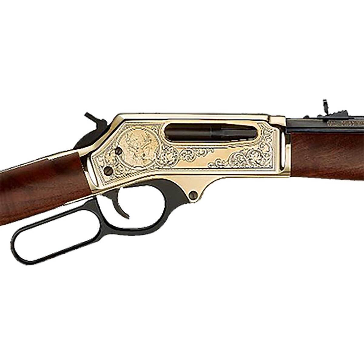 Henry Brass Wildlife Edition Side Gate Polished Hardened Brass Lever Action Rifle - 30-30 Winchester - 20in - Brown Henry Brass Wildlife Edition Side Gate Polished Hardened Brass Lever Action Rifle - 30-30 Winchester - 20in - Brown